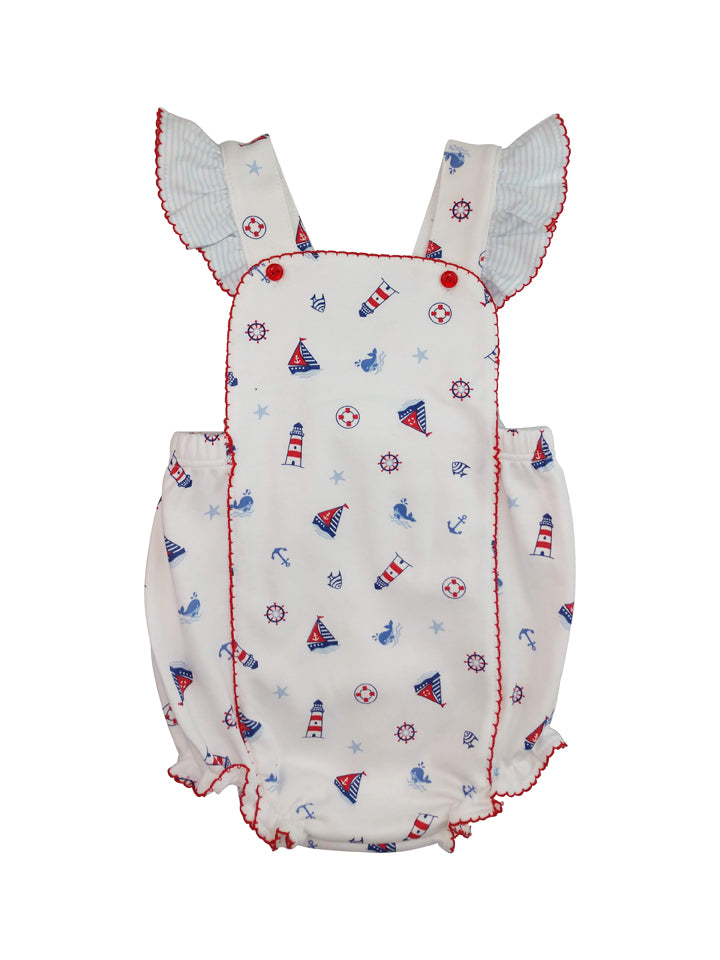 Nautical Pima cotton baby girl Sunsuit - Little Threads Inc. Children's Clothing