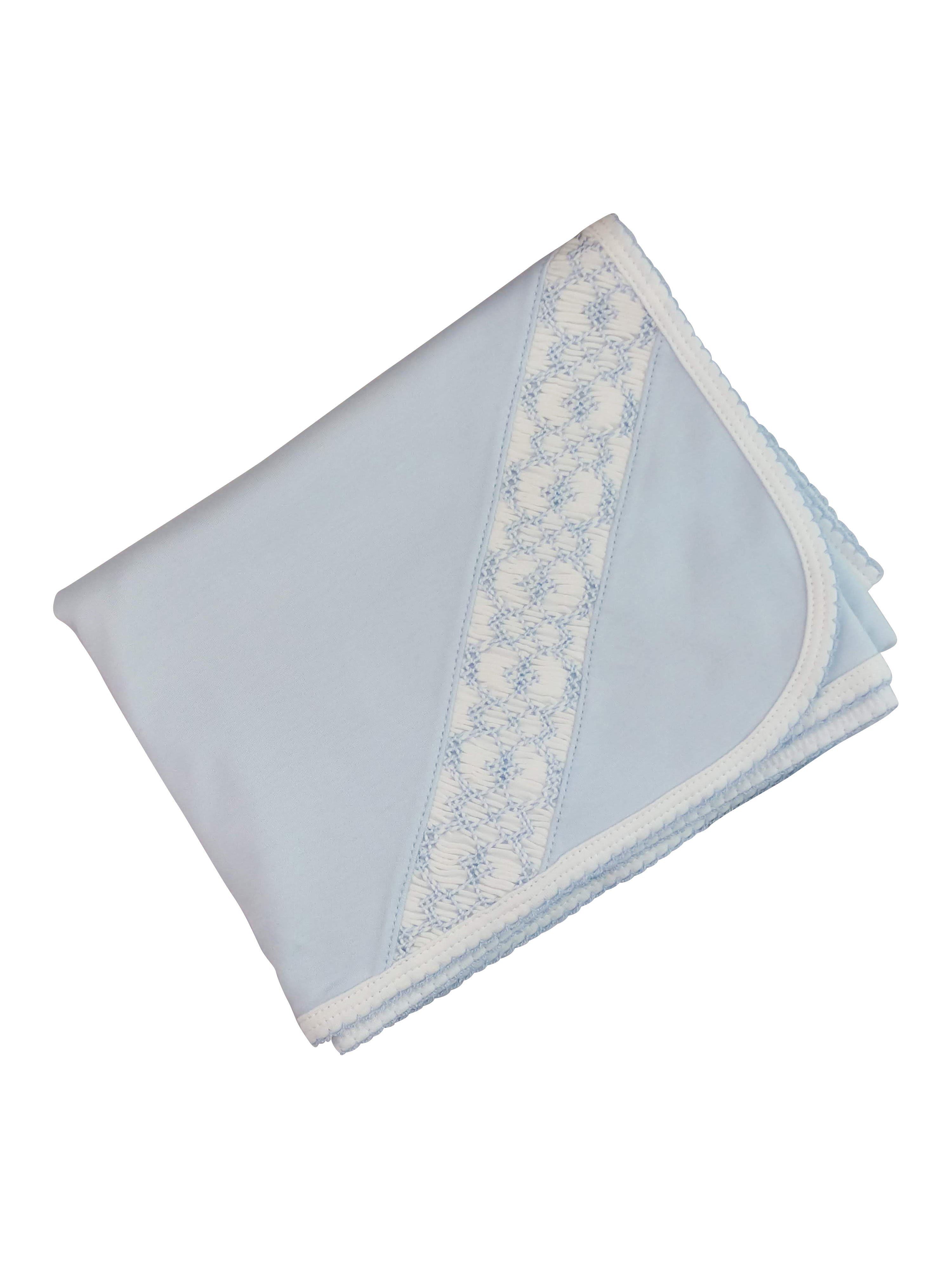 Baby Boy's Blue and White Smocked Blanket - Little Threads Inc. Children's Clothing