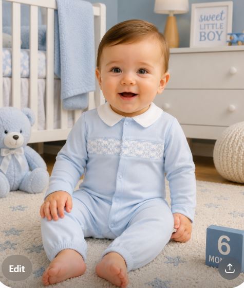 Baby Boy's Blue Argyle hand smocked Converter