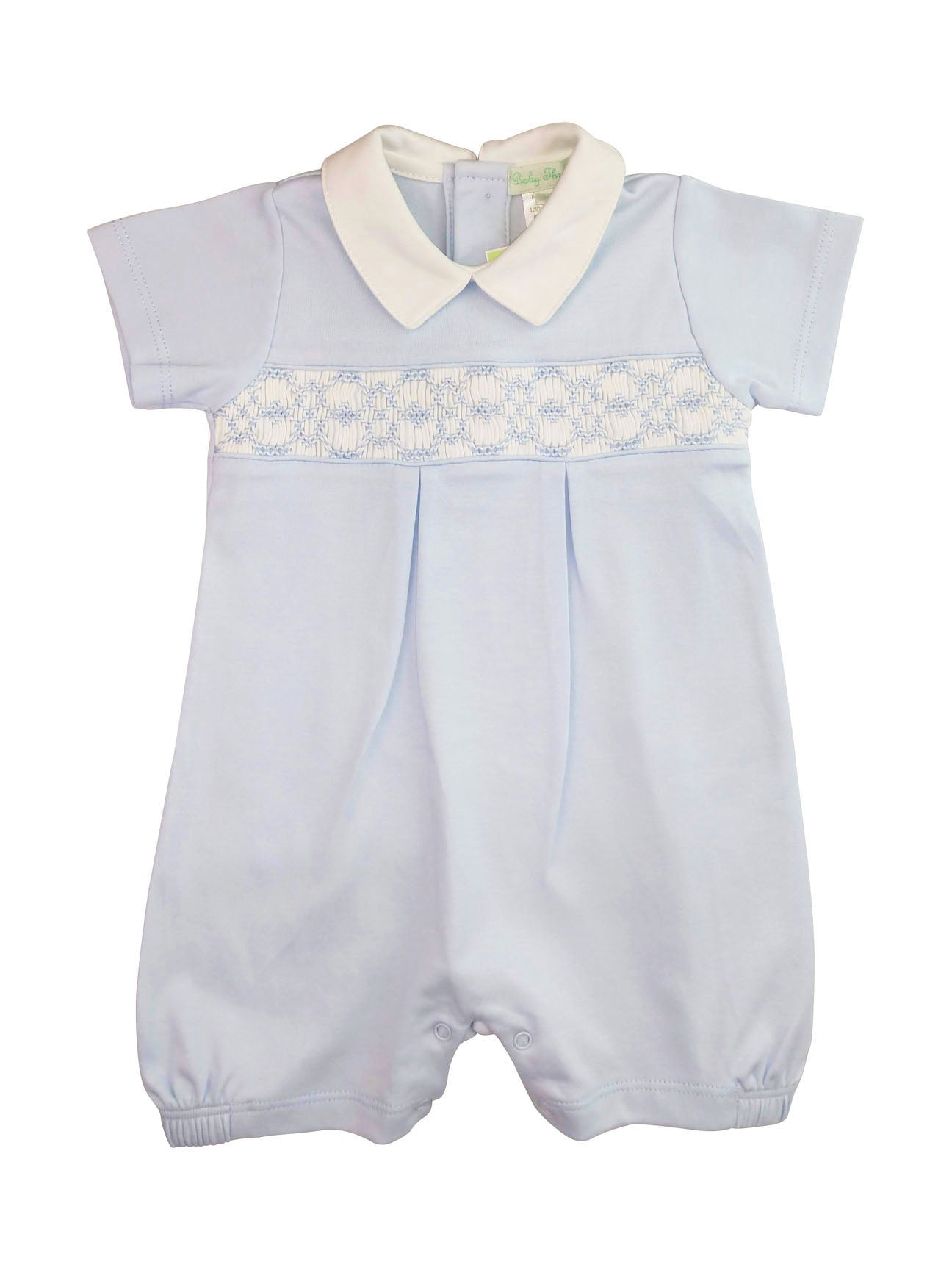 Hand Smocked Boys Pima Cotton Romper - Little Threads Inc. Children's Clothing