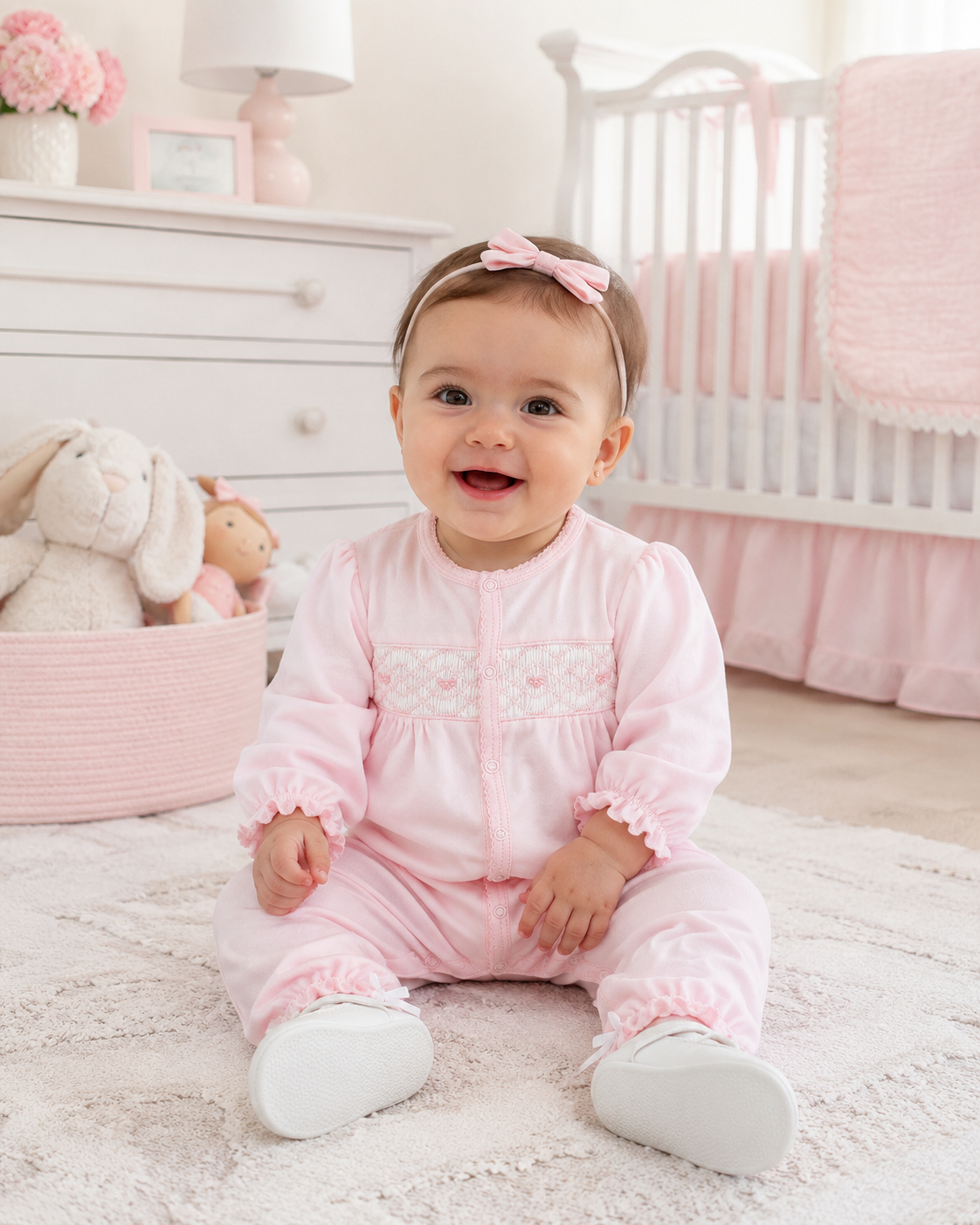 Baby Girl's Pink Smocked Bows Converter
