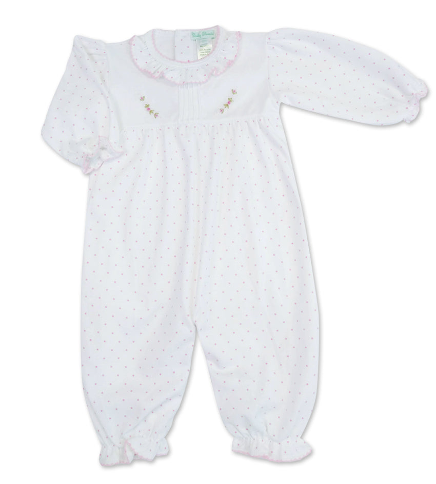 Rosebuds Dots Pima Cotton Baby Girl Converter gown - Little Threads Inc. Children's Clothing