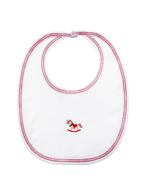 Christmas Rocking Horse Baby Boy Bib - Little Threads Inc. Children's Clothing