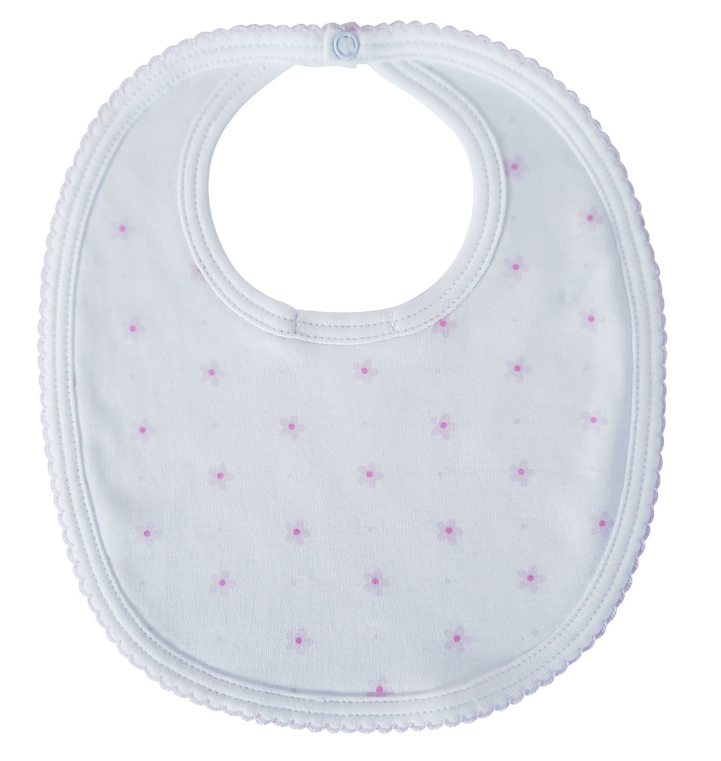 Baby Girl's Pink Flower Print Pima Cotton Bib - Little Threads Inc. Children's Clothing