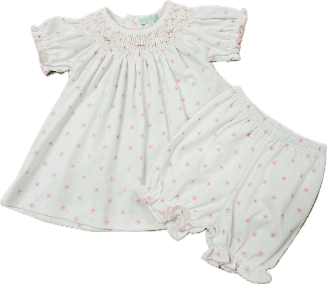 Baby Girl's Pink Flower Print Pima Cotton Bishop Dress - Little Threads Inc. Children's Clothing