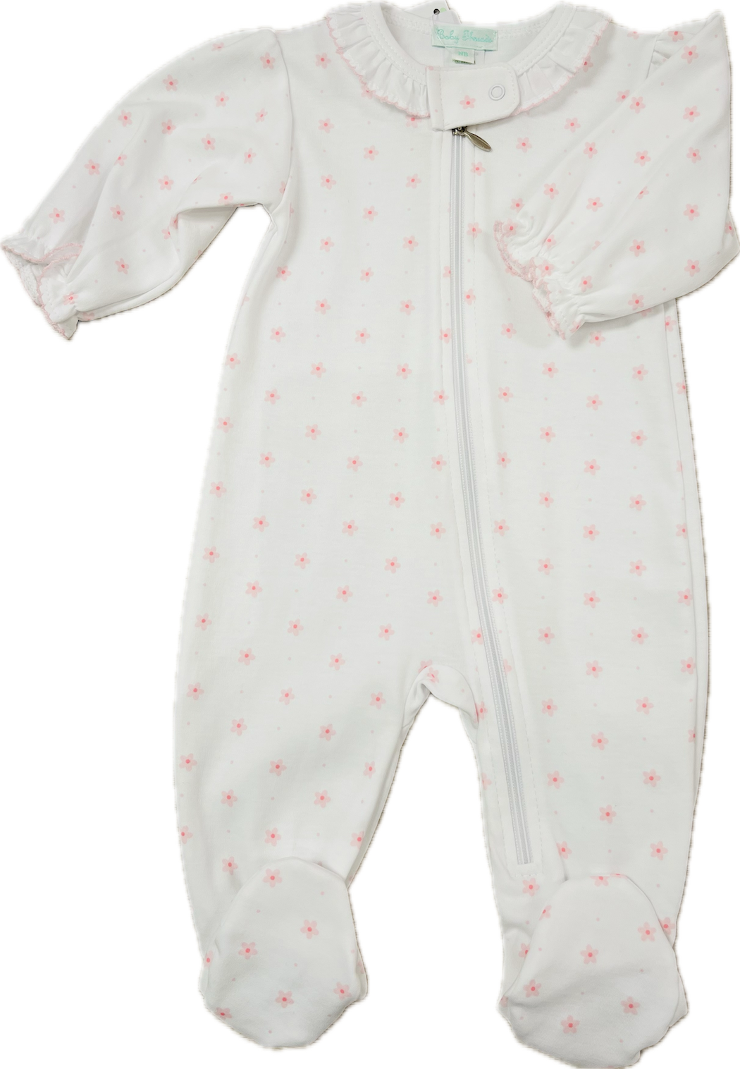 Pink Flower Print Baby Pima Cotton Footie - Little Threads Inc. Children's Clothing