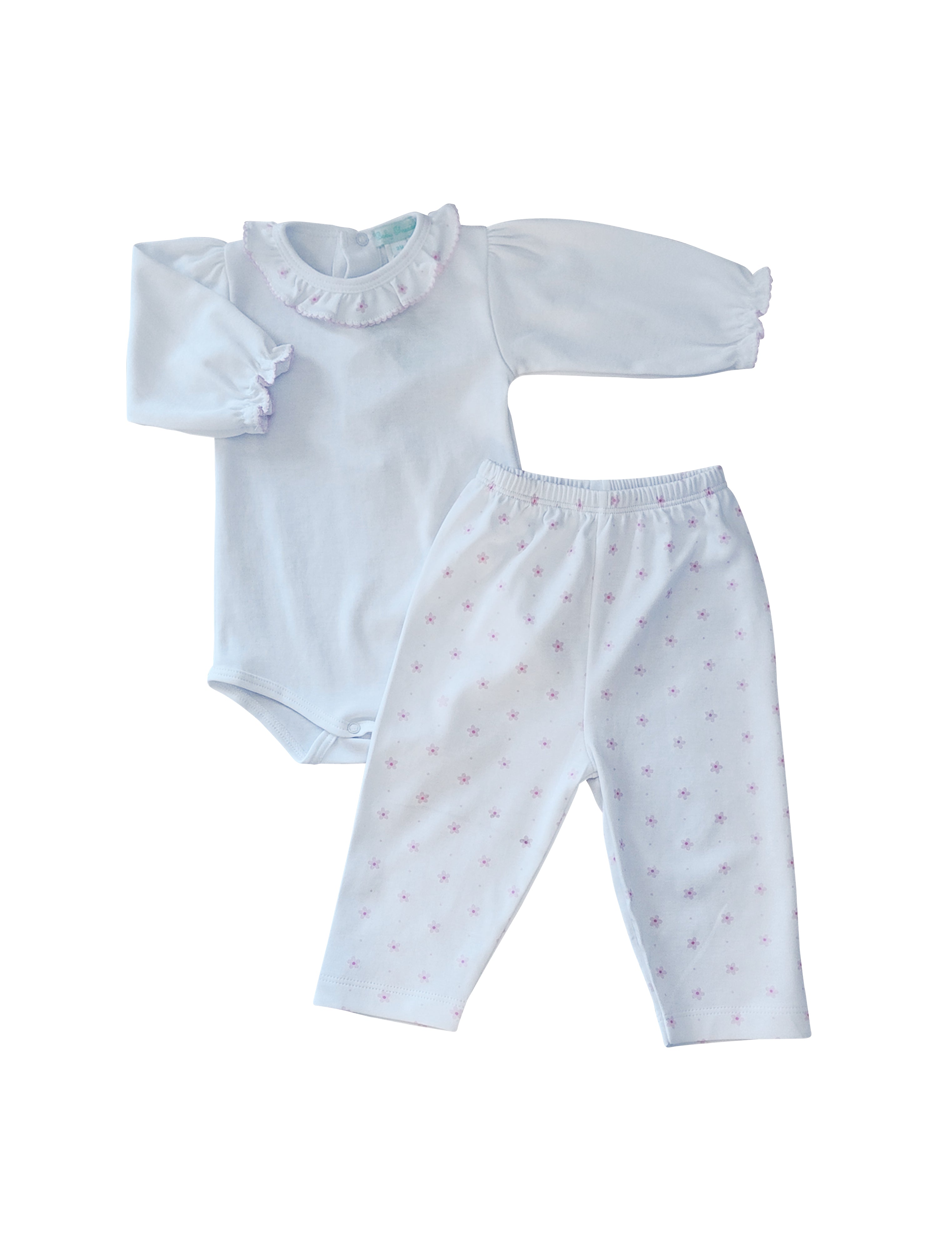 Baby Girl's Pink Flower Print Pima Cotton Onesie & Pant Set - Little Threads Inc. Children's Clothing