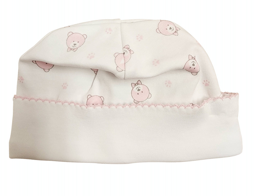 Pink Bears Print Baby Pima Cotton Hat - Little Threads Inc. Children's Clothing