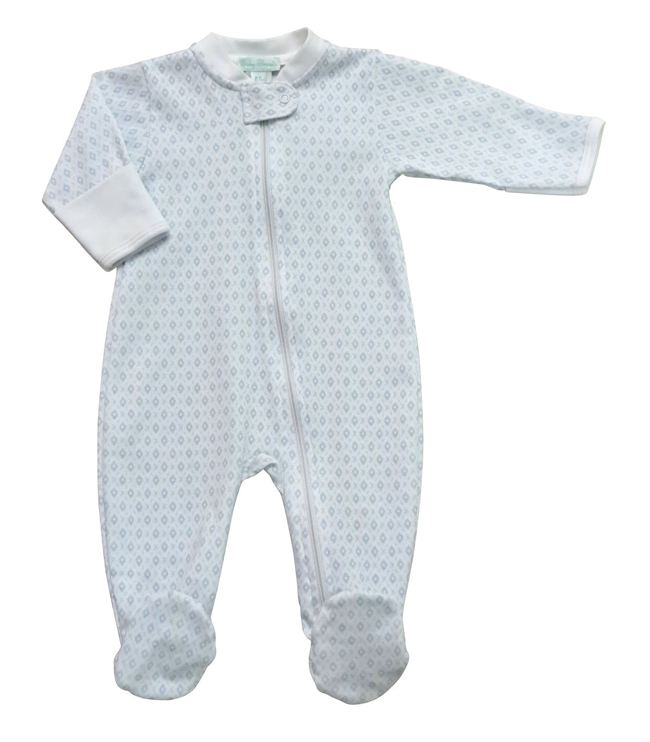 Blue Argyle with dot Baby Footie - Little Threads Inc. Children's Clothing