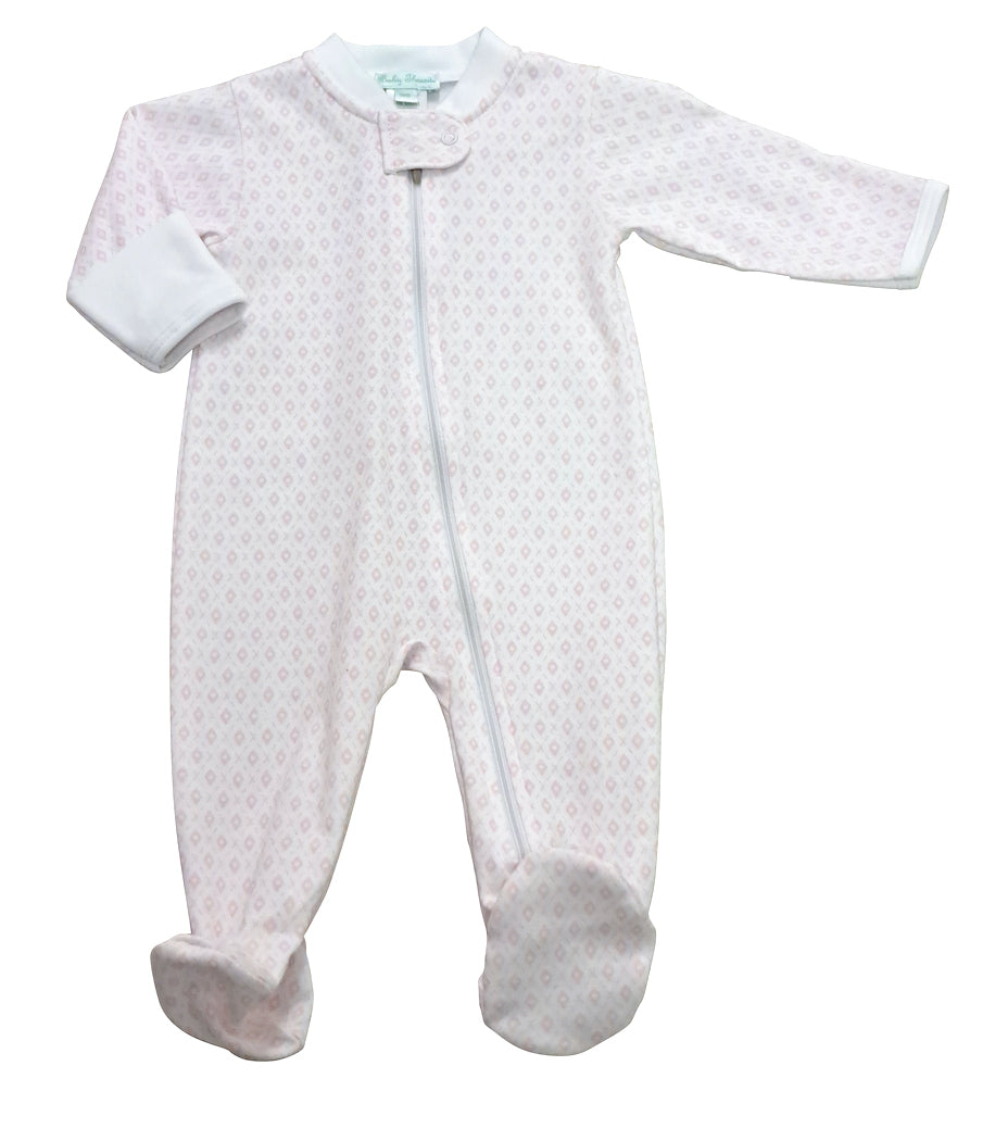 Pink Argyle with dot Baby Footie - Little Threads Inc. Children's Clothing