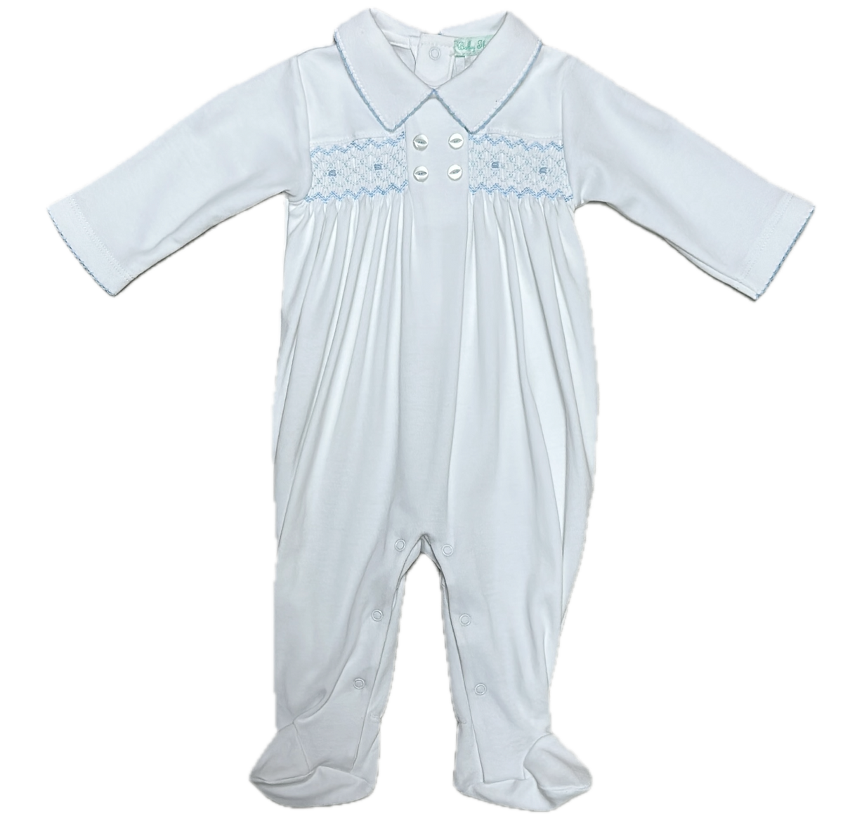Celine and Tom Baby Boys Smocked Footie