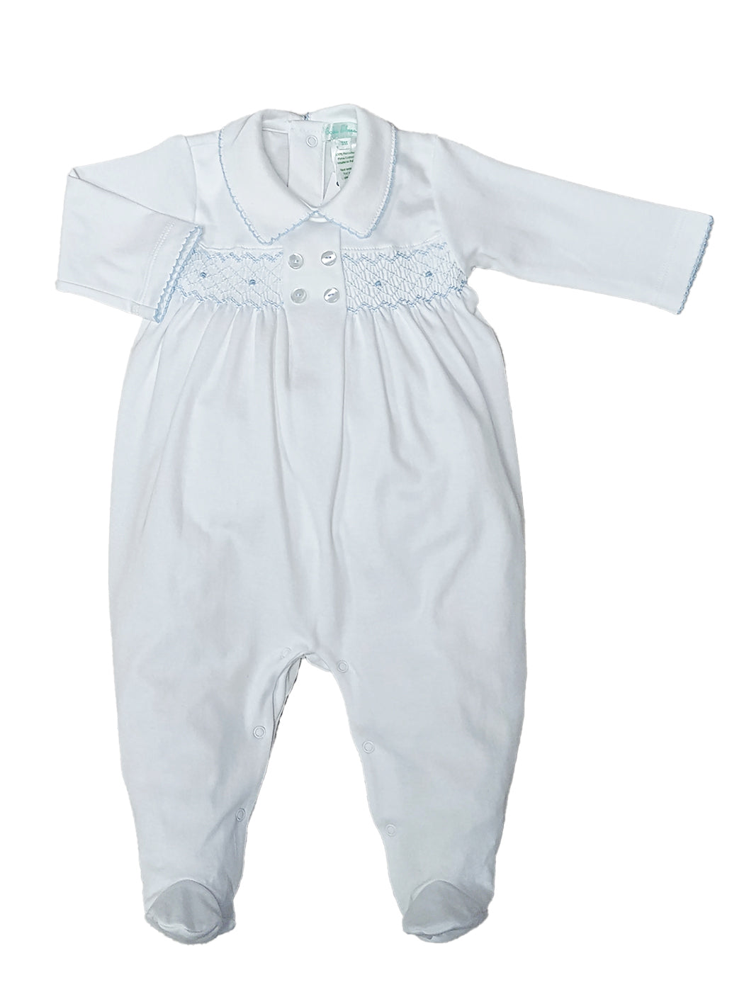 Baby Boy's "Celine and Tom" Hand Smocked Footie - Little Threads Inc. Children's Clothing