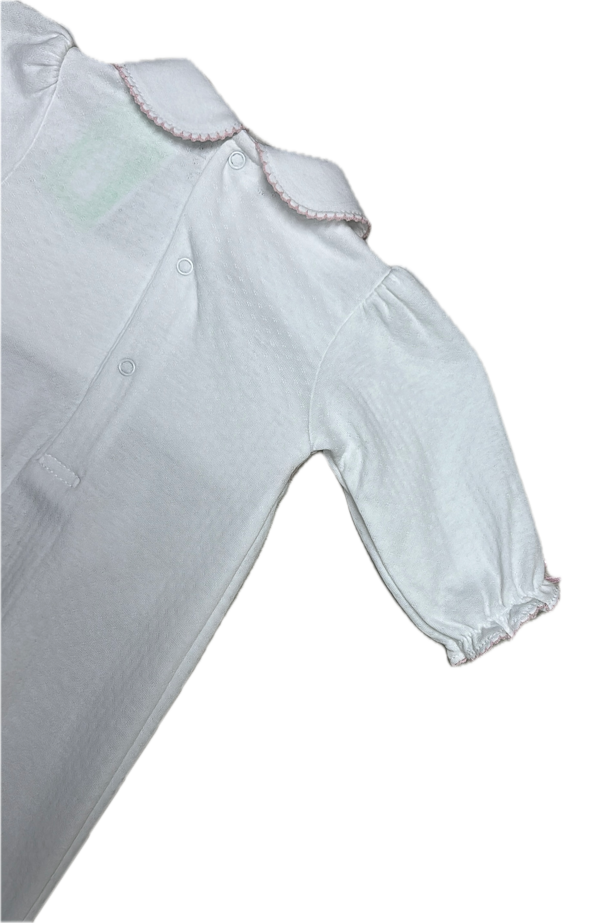 White Pima Cotton Baby Girl Hand Smocked Footie