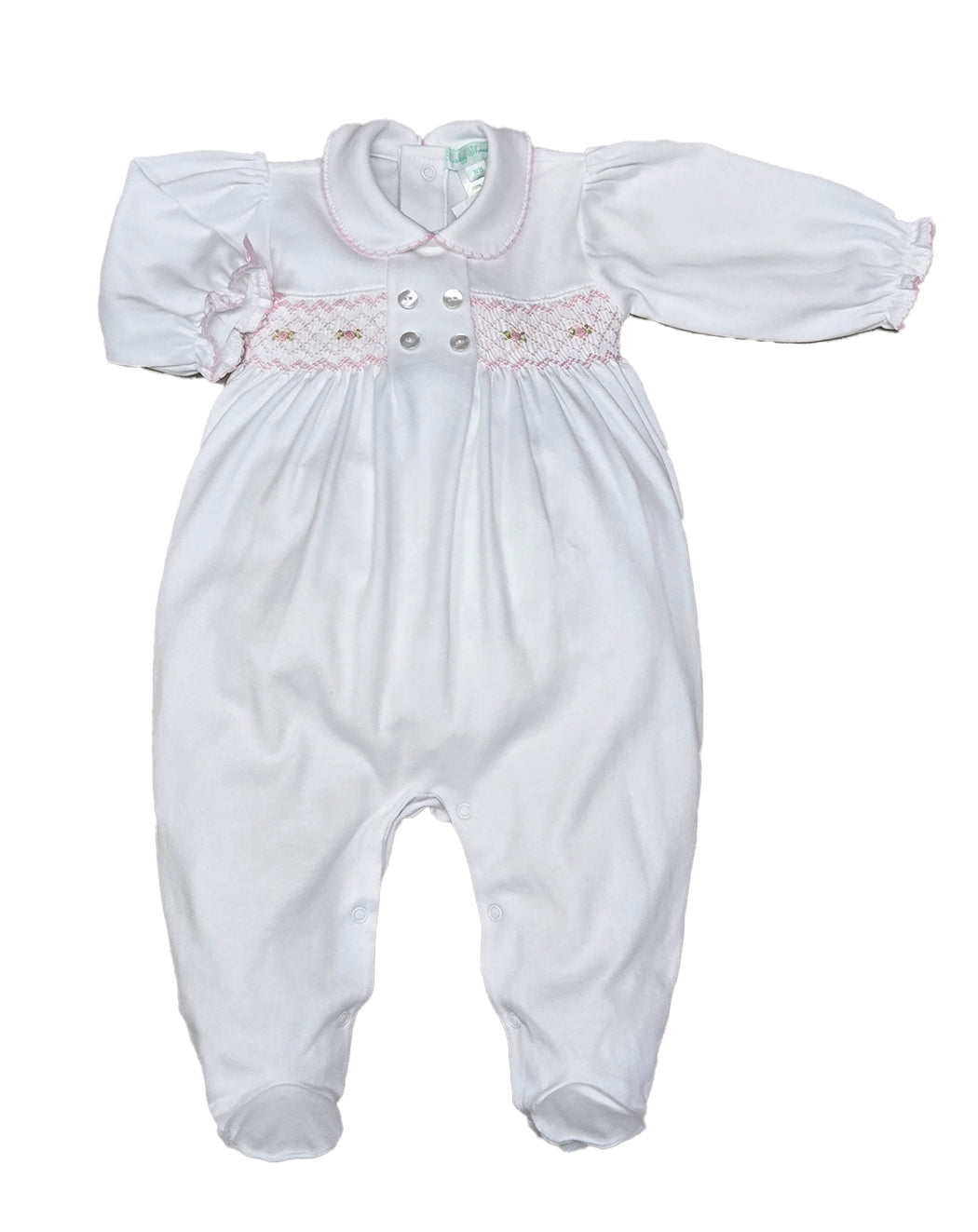 Baby Girl's "CelineHand Smcoked Footie - Little Threads Inc. Children's Clothing