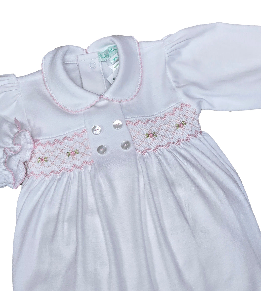 Baby Girl's "CelineHand Smcoked Footie - Little Threads Inc. Children's Clothing