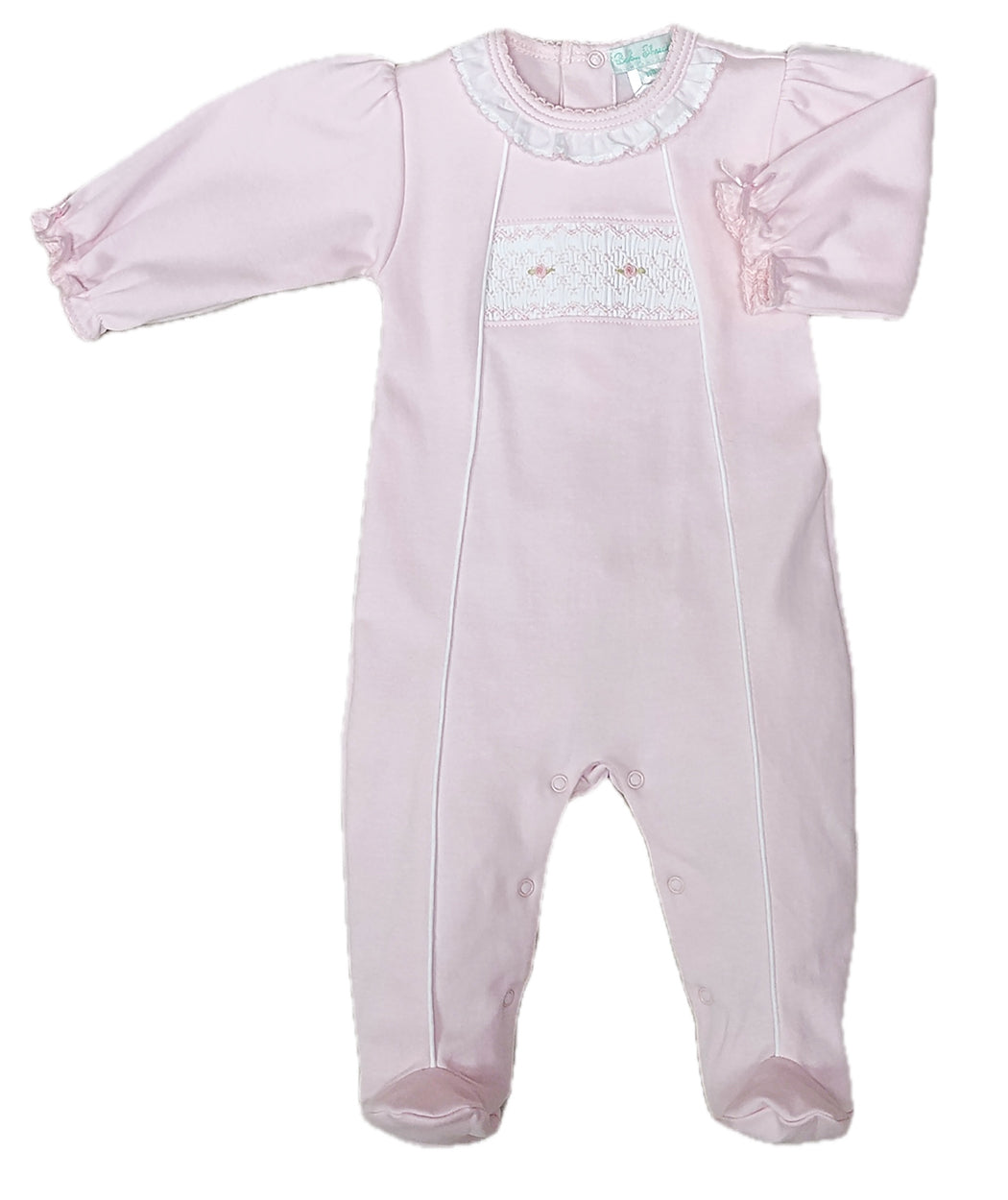 Pink Smocked Baby Footie