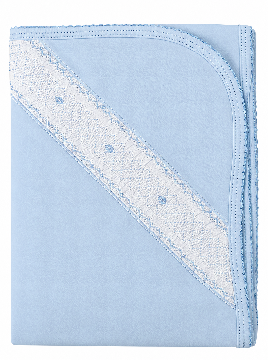 Blue Pima Cotton Hand smocked baby boy blanket