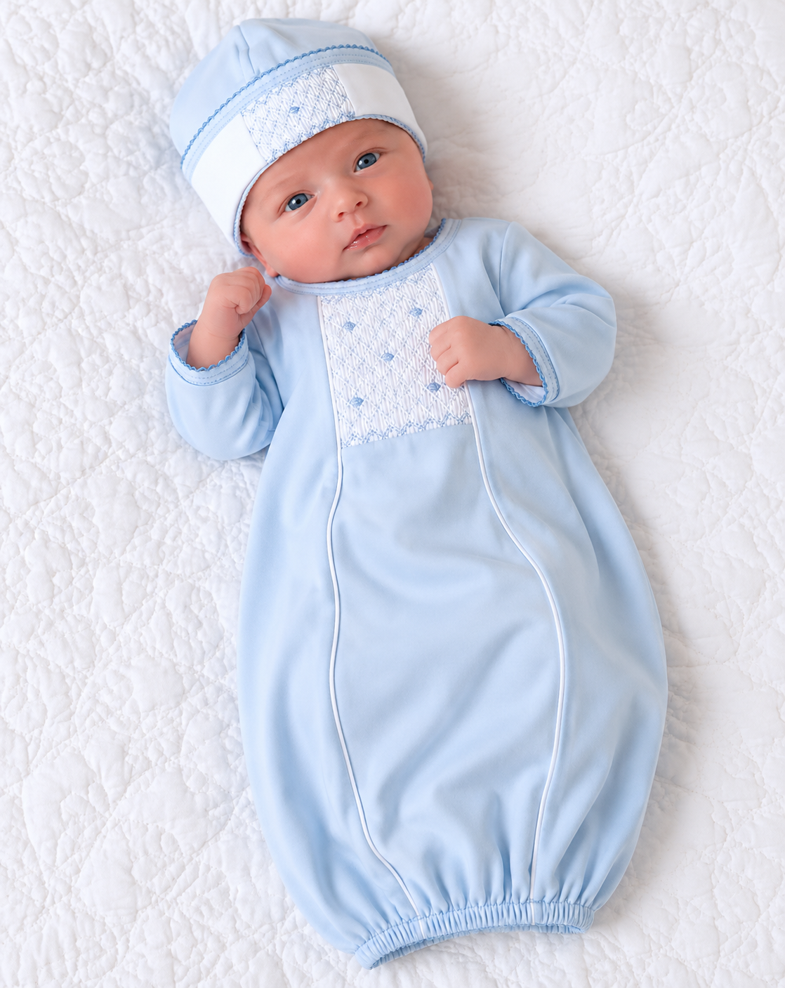 Baby boy smocked Daygown