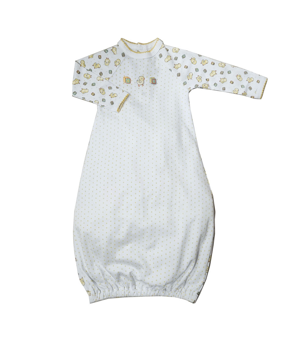 Unisex Polka Dot and Duckies Print Daygown