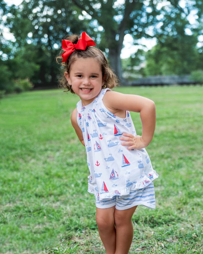 Nantucket Pima Cotton girls short set - Little Threads Inc. Children's Clothing