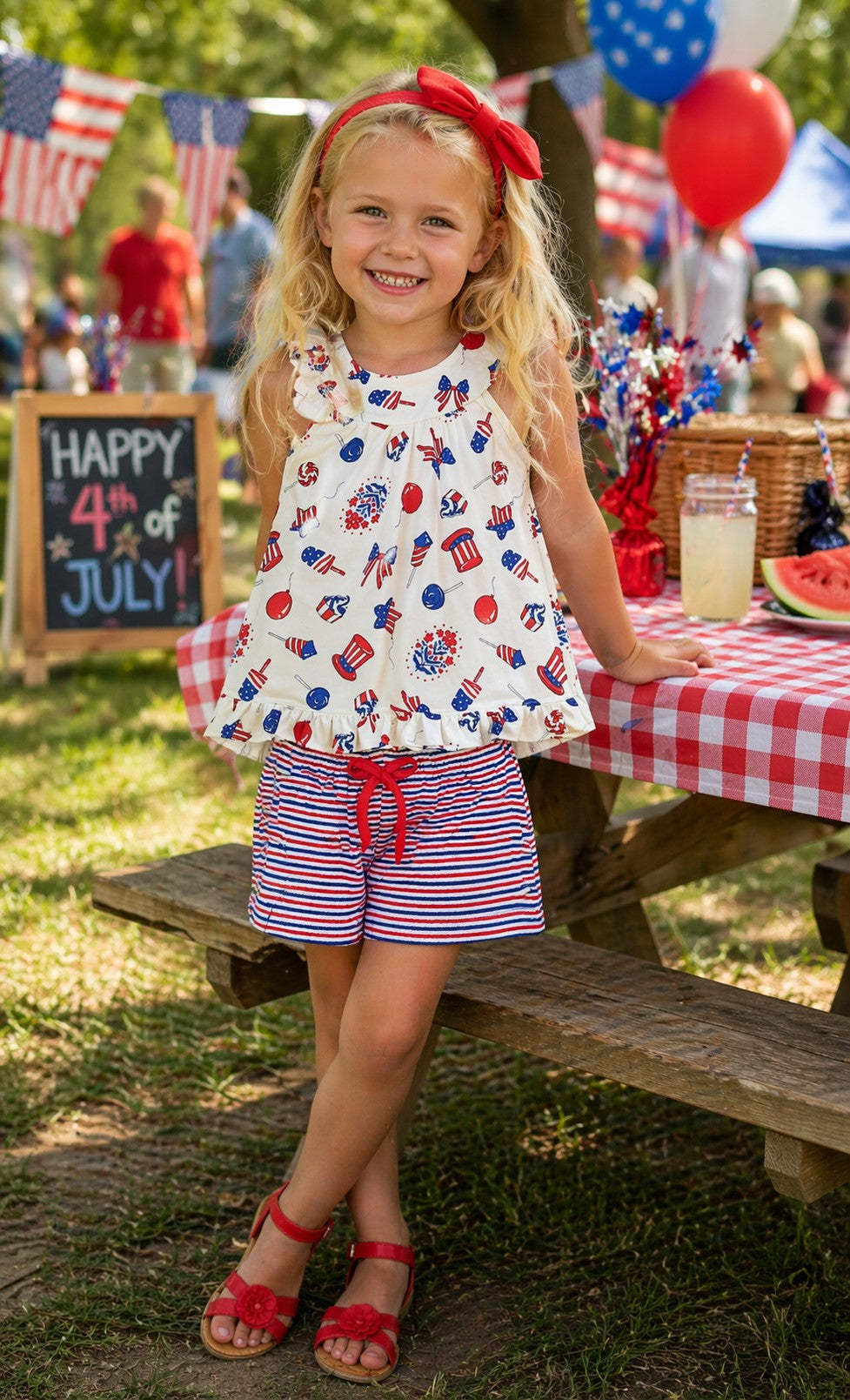 Patriotic girl's Pima cotton short set - Little Threads Inc. Children's Clothing