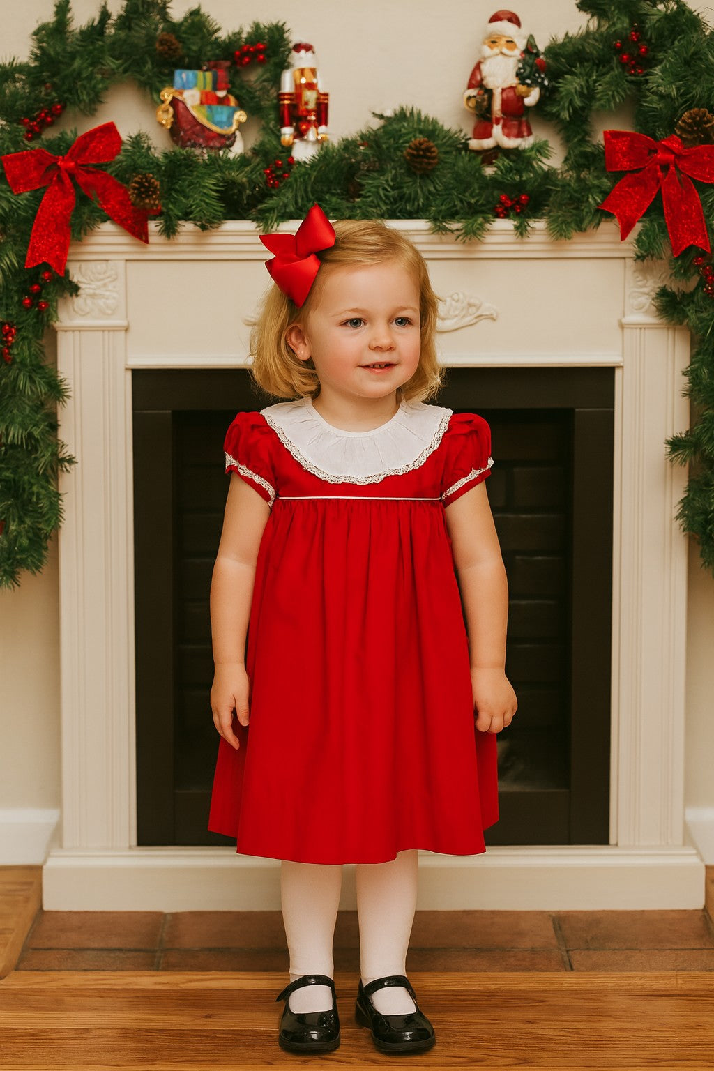 Girl's "Red Christmas" Corduroy Float Dress - Little Threads Inc. Children's Clothing