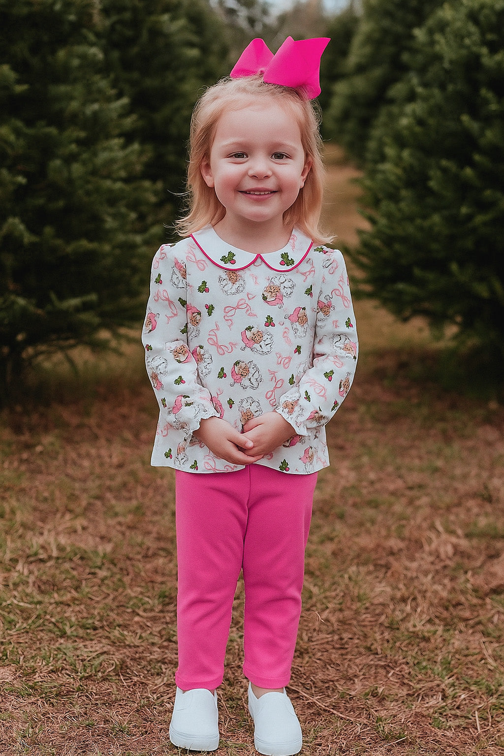 Santa girls legging set Pink Santa Collection - Little Threads Inc. Children's Clothing