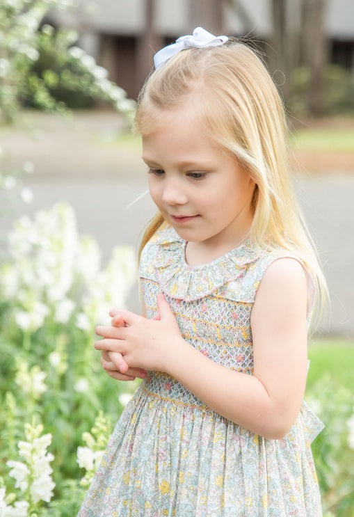 Spring Again Floral Hand Smocked girl's dress - Little Threads Inc. Children's Clothing