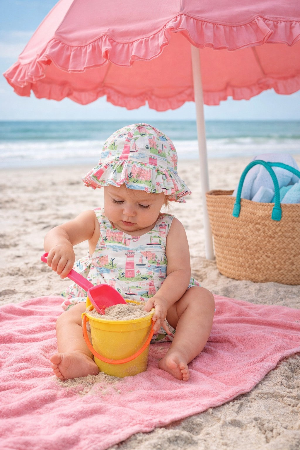 St Bart Baby girl's Bubble and Hat Set - Little Threads Inc. Children's Clothing