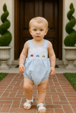 Baby Boys Traffic embroidered Sun Suit - Little Threads Inc. Children's Clothing