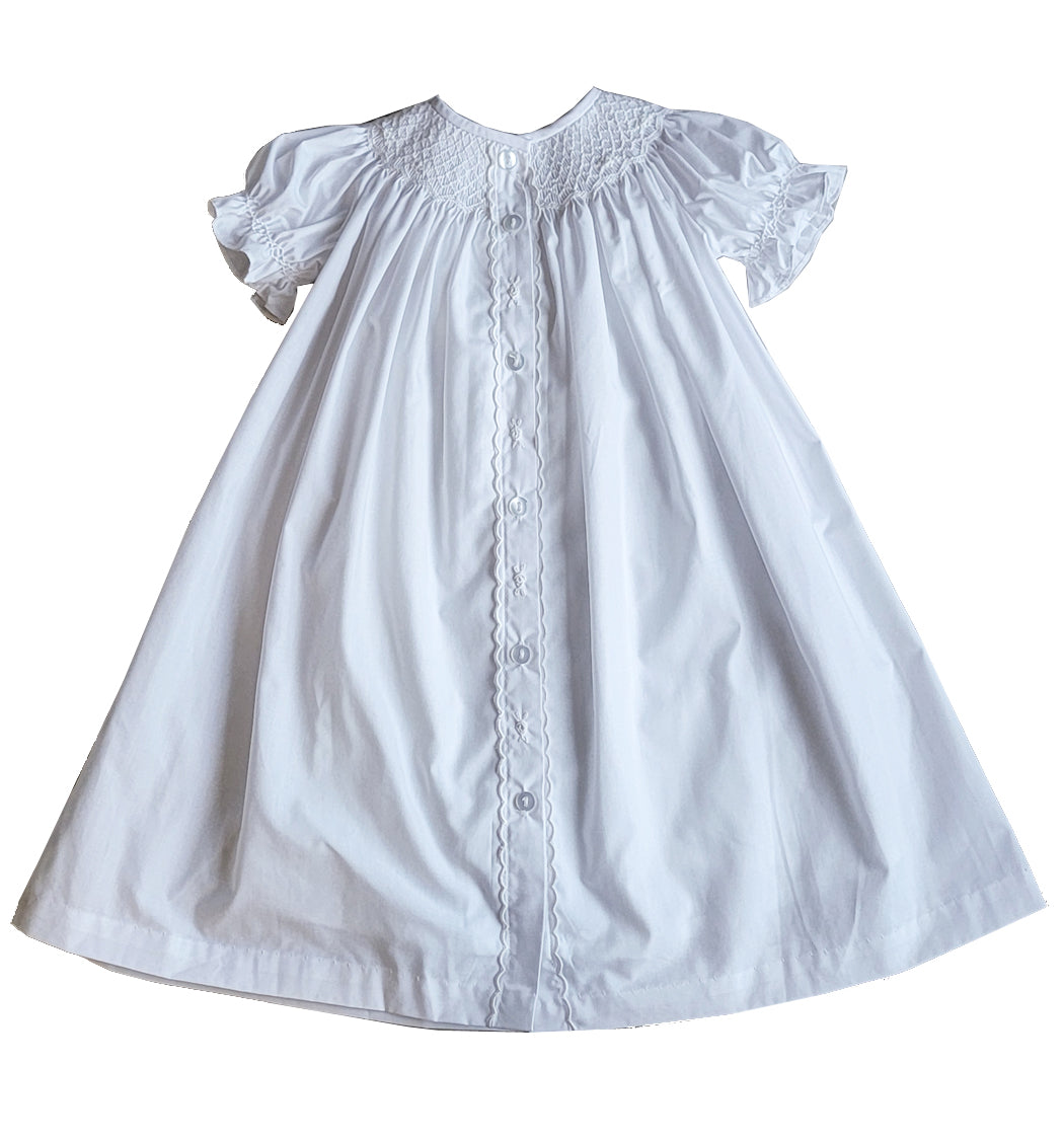 Baby Girl's White Hand Smocked Rose DayGown - Little Threads Inc. Children's Clothing