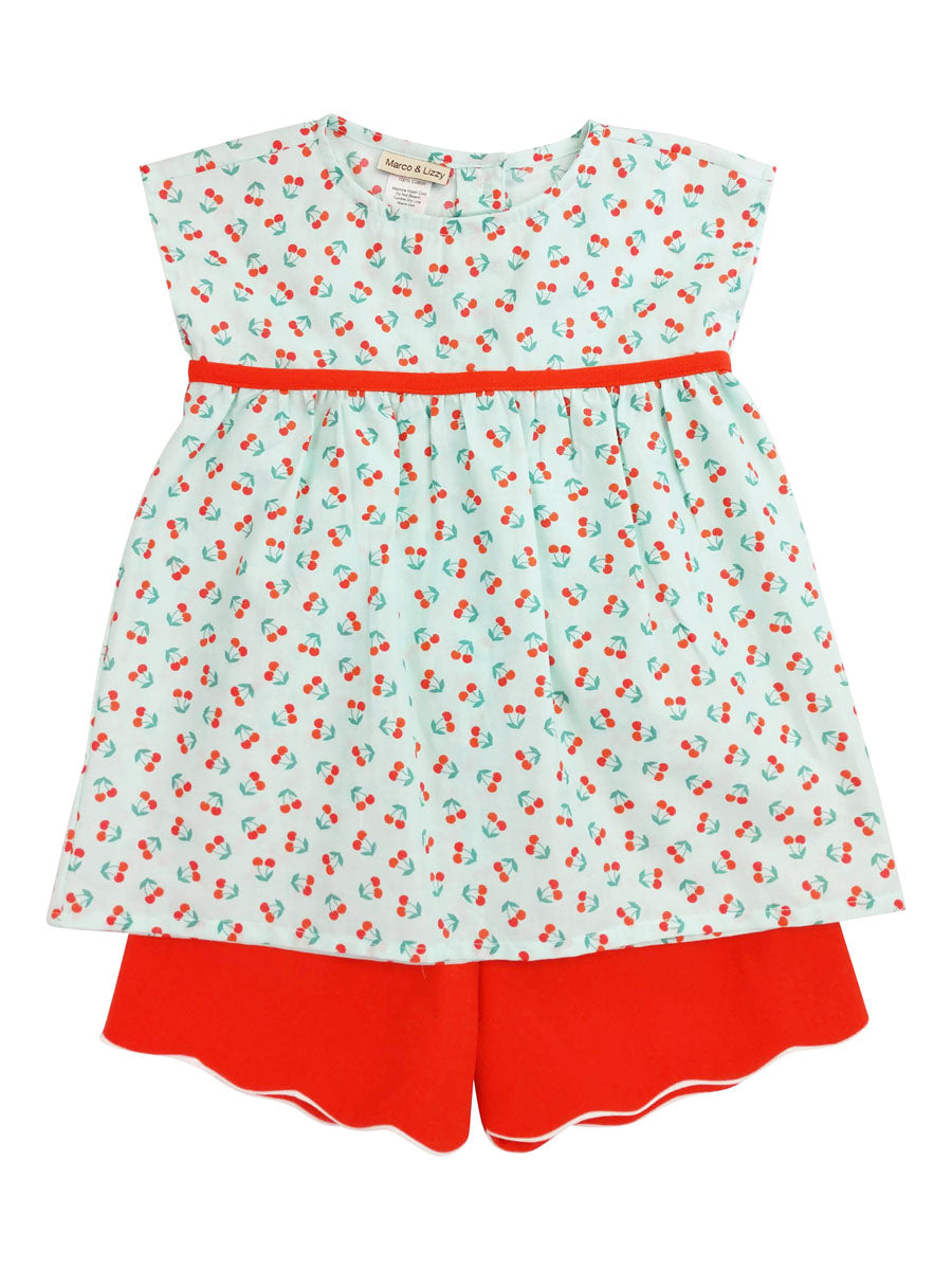 Cherries Girl's Short Set - Little Threads Inc. Children's Clothing