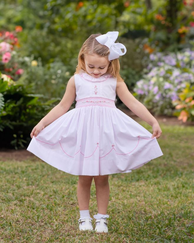 Pink Hand Smocked Girls Dress - Little Threads Inc. Children's Clothing