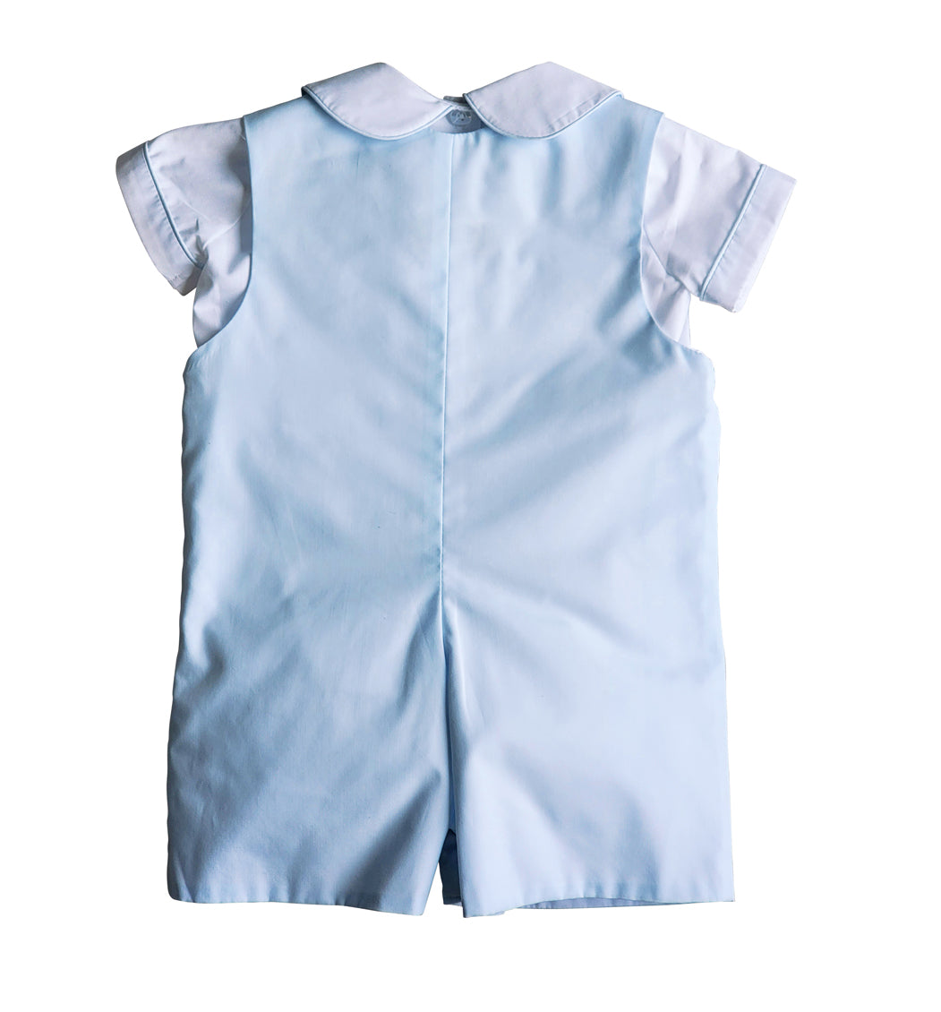 Emily & Jason Blue smocked baby boy's overall set - Little Threads Inc. Children's Clothing