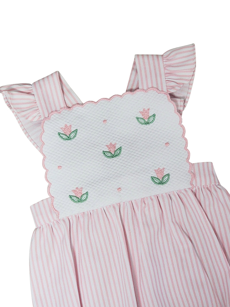Baby Girl's "Serena"  Pink Embroidered Pique Sun Suit - Little Threads Inc. Children's Clothing