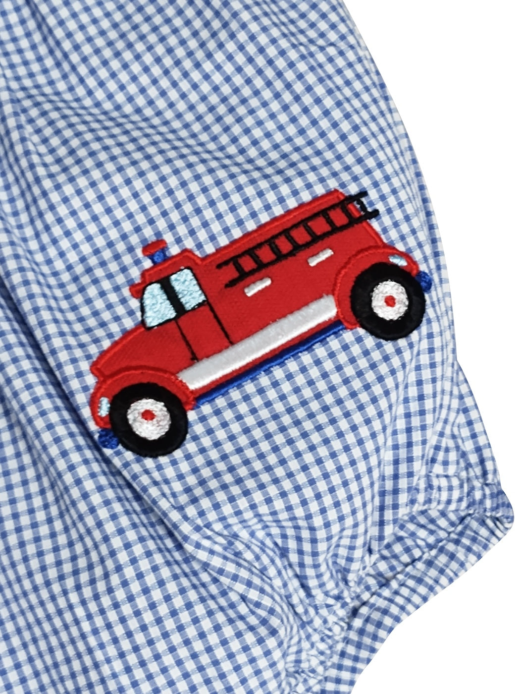 Firetruck Applique Boy's Romper - Little Threads Inc. Children's Clothing