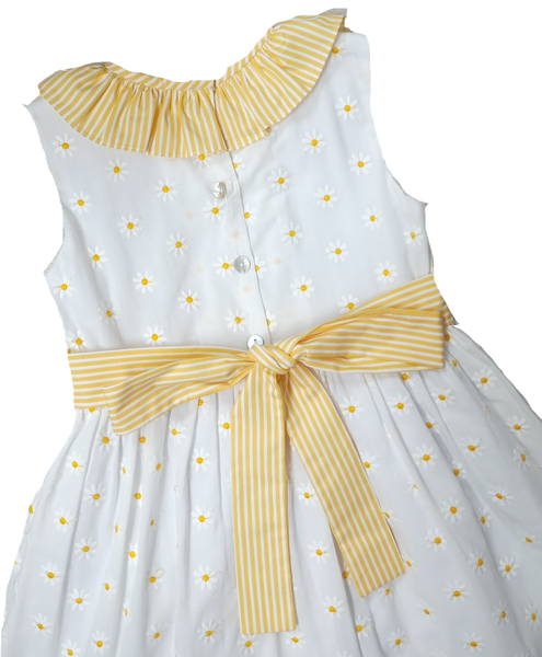 Yellow Daisies Embroidered Girl's Classic sleeveless Dress - Little Threads Inc. Children's Clothing