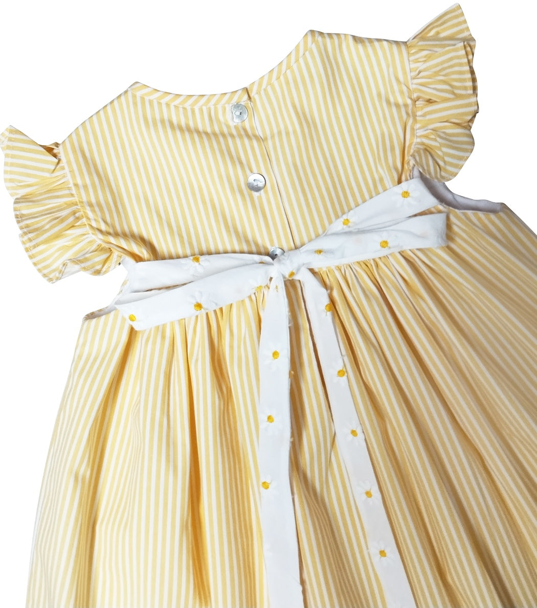 Yellow daisies embroidered fabric Spring girl's dress - Little Threads Inc. Children's Clothing