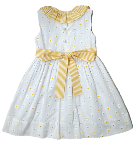 Yellow Daisies Embroidered Girl's Classic sleeveless Dress - Little Threads Inc. Children's Clothing