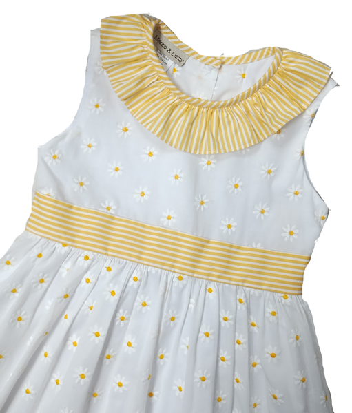 Yellow Daisies Embroidered Girl's Classic sleeveless Dress - Little Threads Inc. Children's Clothing