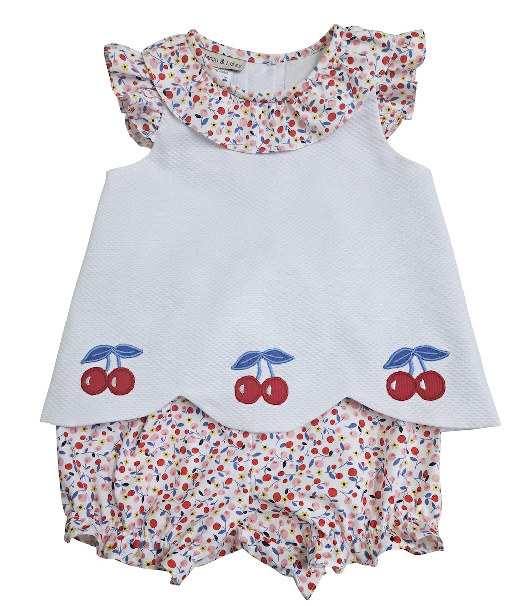 Cherries Applique Baby Girl's Bloomer Set - Little Threads Inc. Children's Clothing