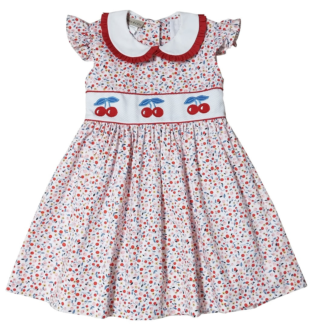 Girls "Cherries Collection" Classic Applique Dress - Little Threads Inc. Children's Clothing