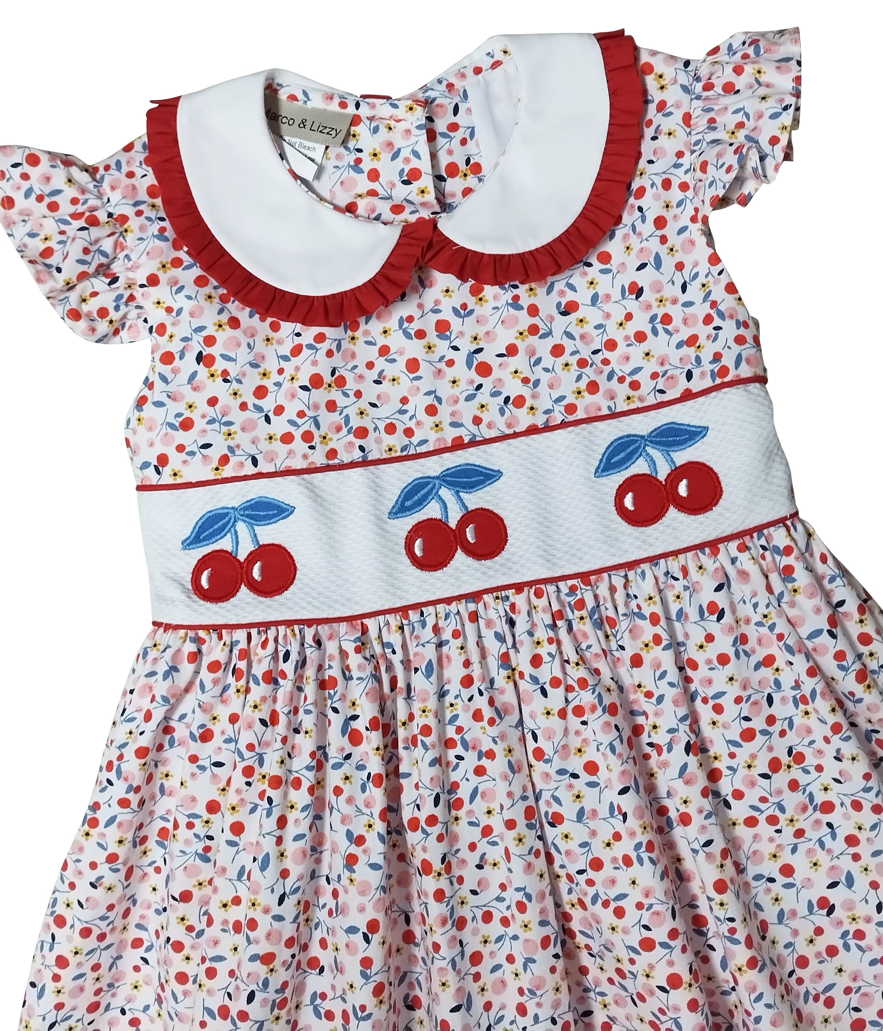 Girls "Cherries Collection" Classic Applique Dress - Little Threads Inc. Children's Clothing