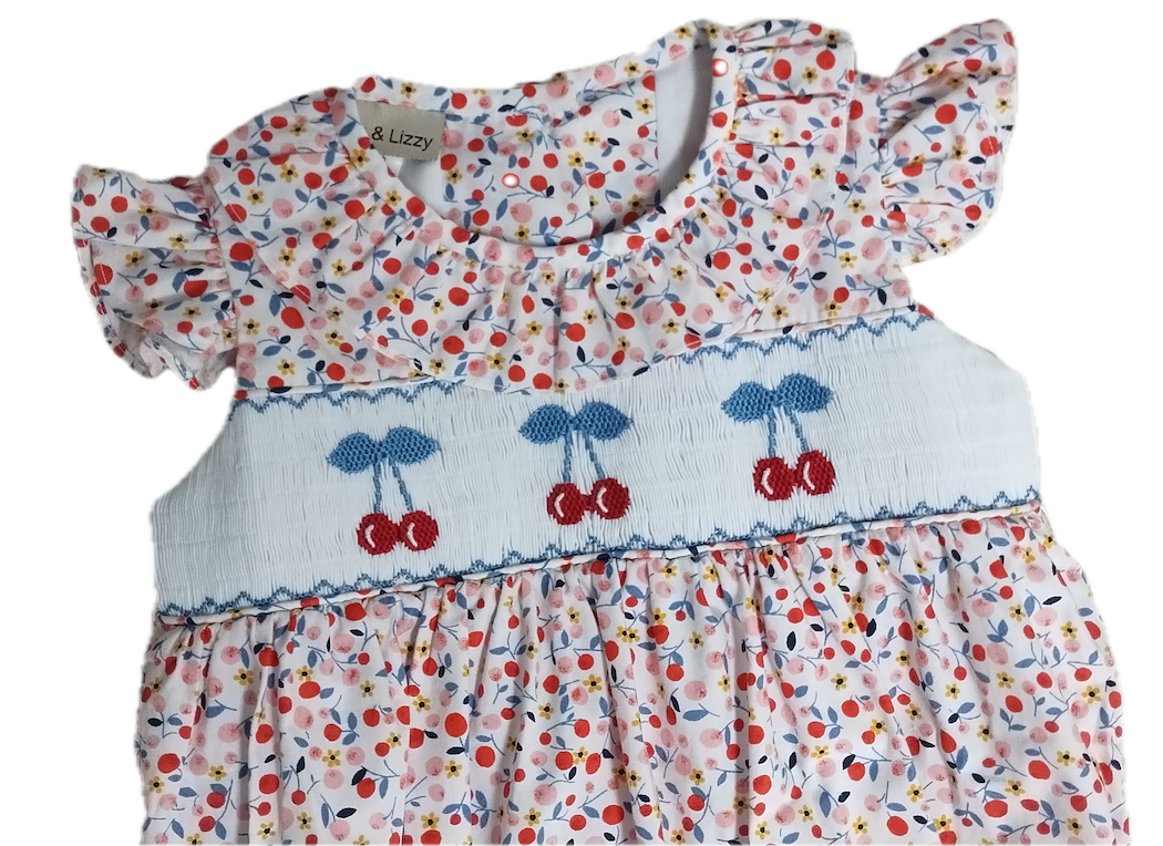 Baby Girl's "Cherries" Hand Smocked Bubble - Little Threads Inc. Children's Clothing