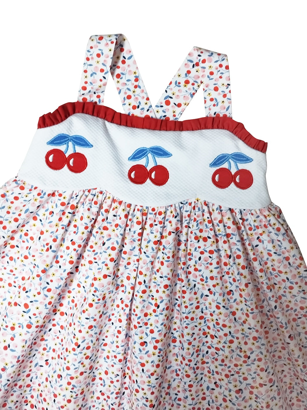 Girl's "Cherries" Applique Sundress - Little Threads Inc. Children's Clothing