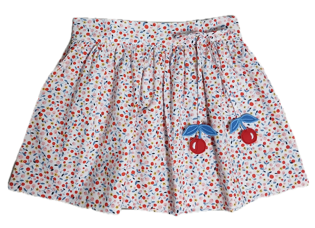 "Cherries Collection" Applique Girl's Skirt - Little Threads Inc. Children's Clothing