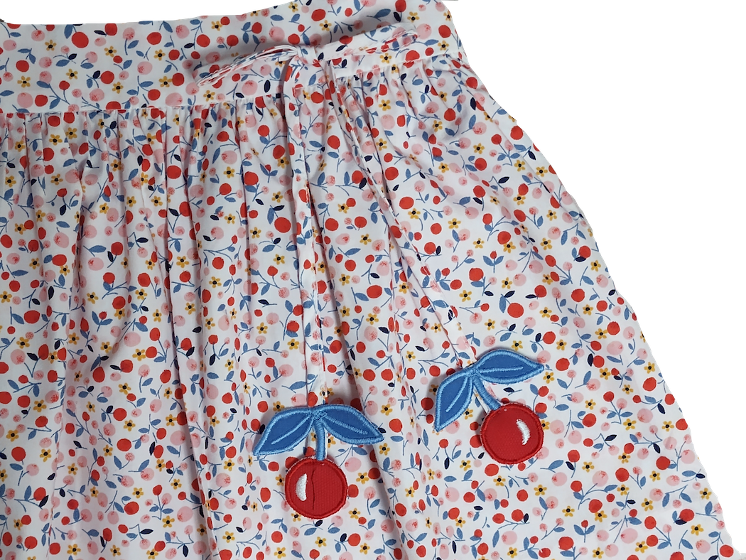 "Cherries Collection" Applique Girl's Skirt - Little Threads Inc. Children's Clothing