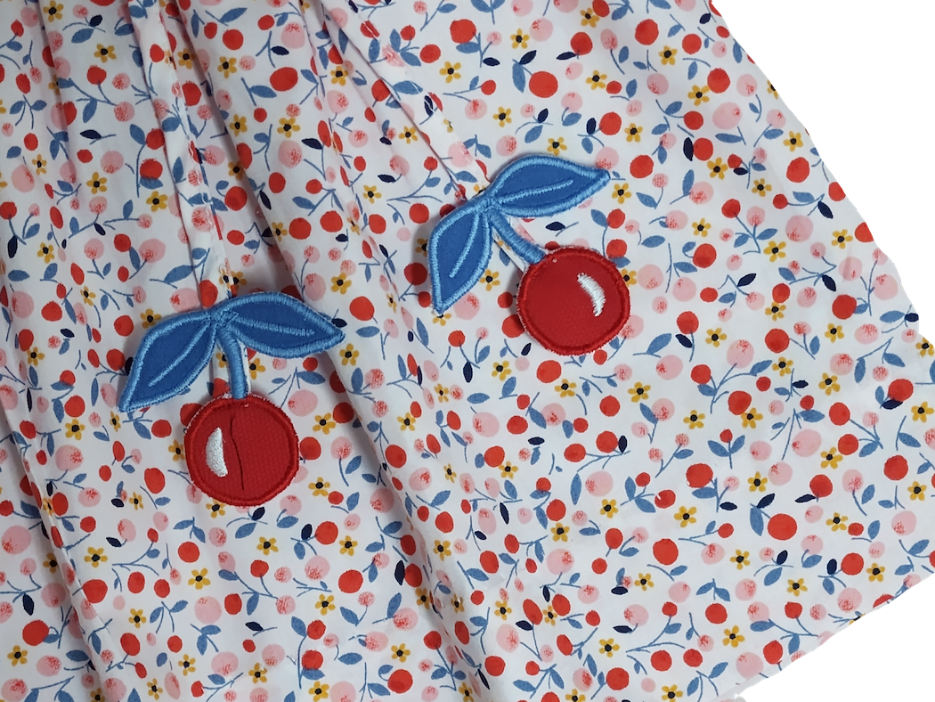 "Cherries Collection" Applique Girl's Skirt - Little Threads Inc. Children's Clothing