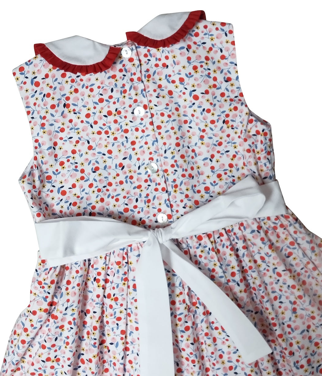 Girl's "Cherries" Applique Pocket Dress - Little Threads Inc. Children's Clothing