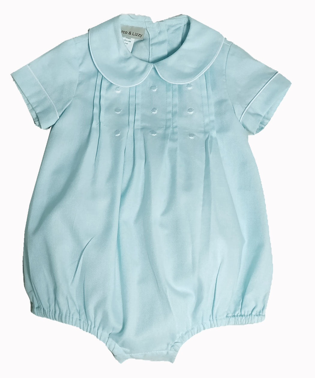 Mint Baby Boy Embroidery Dots Romper